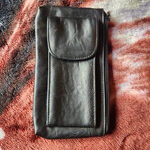 Black Faux Leather Wallet & Coin Purse
